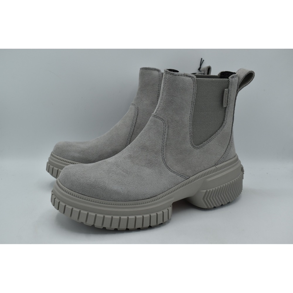 Sorel Womens Size 7 ONA AVE Grey Leather Waterproof Chelsea Boots Grunge Lug